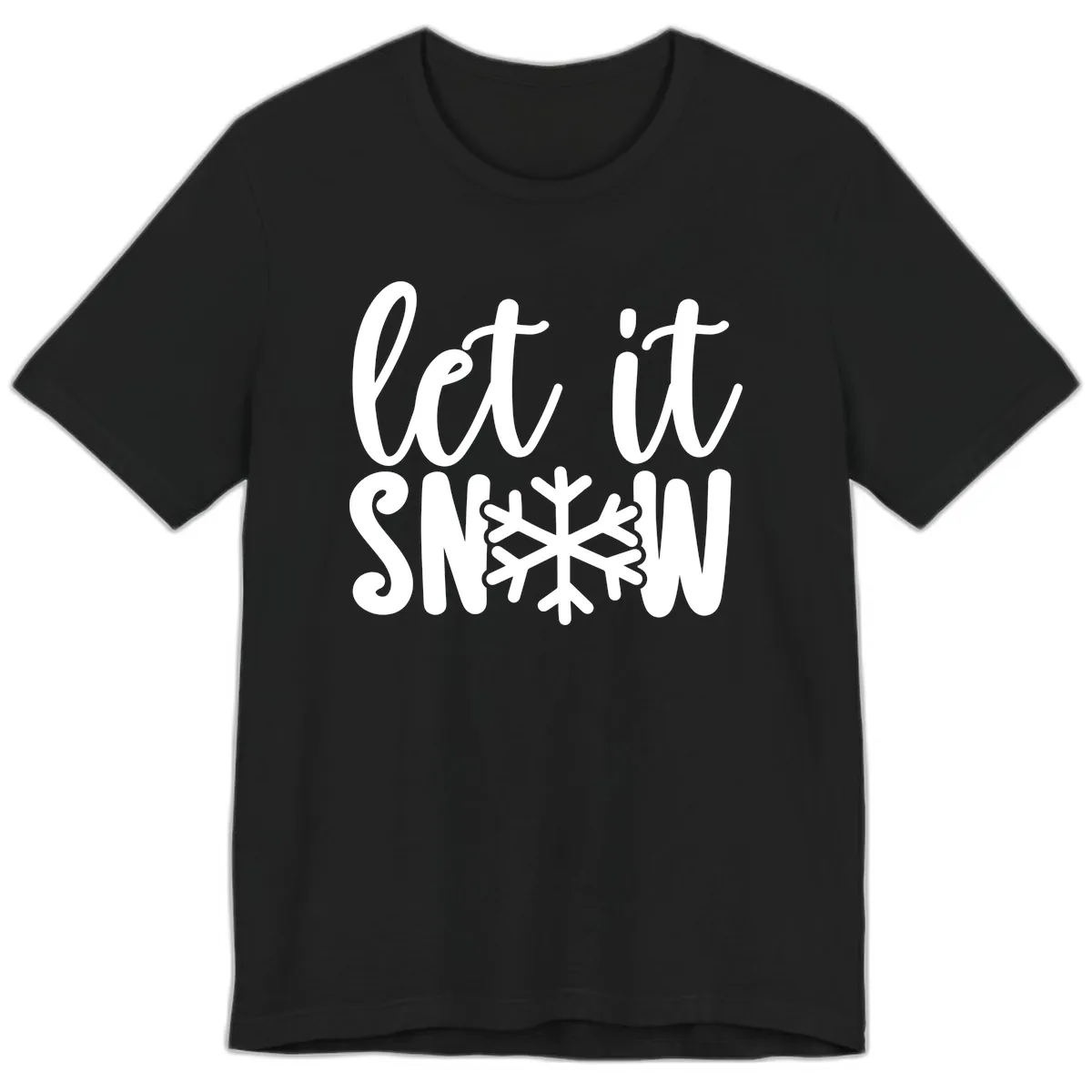Let It Snow Snowflake Graphic Premium T-Shirt in Black