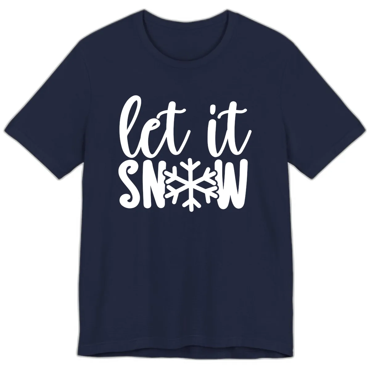 Let It Snow Snowflake Graphic Premium T-Shirt in Navy