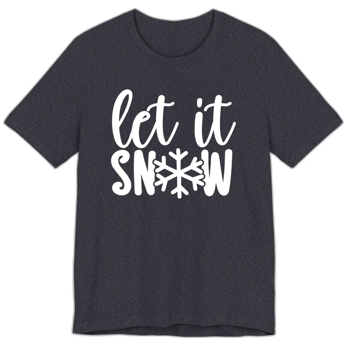 Let It Snow Snowflake Graphic Premium T-Shirt in Heather Navy
