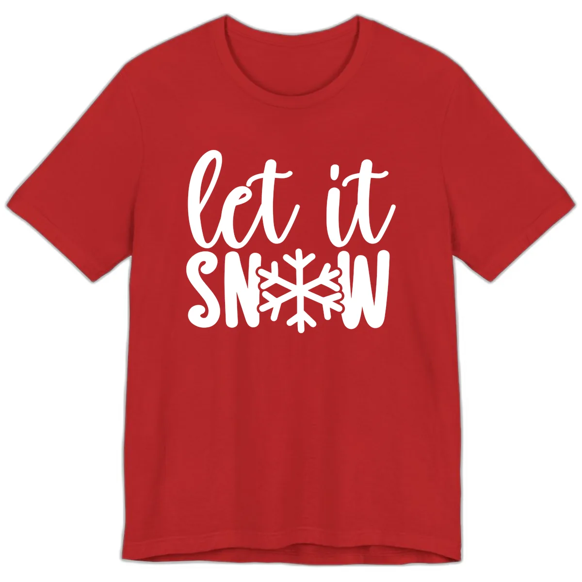 Let It Snow Snowflake Graphic Premium T-Shirt in Red