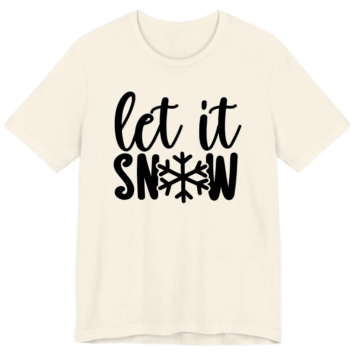 Let It Snow Snowflake Graphic Premium T-Shirt in Natural