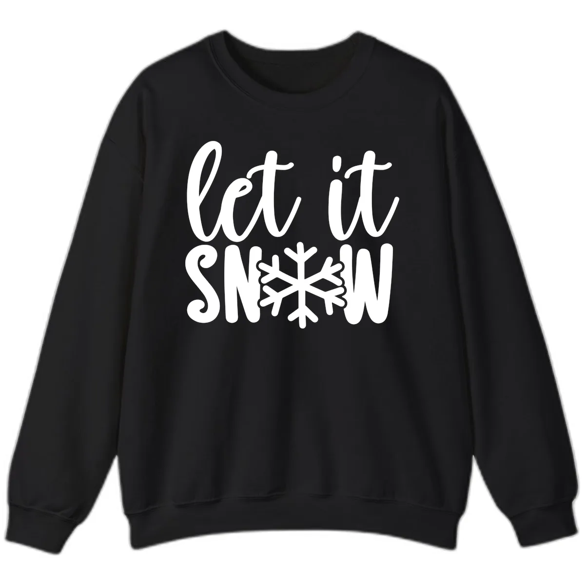 Let It Snow Snowflake Graphic Sweatshirt in Black
