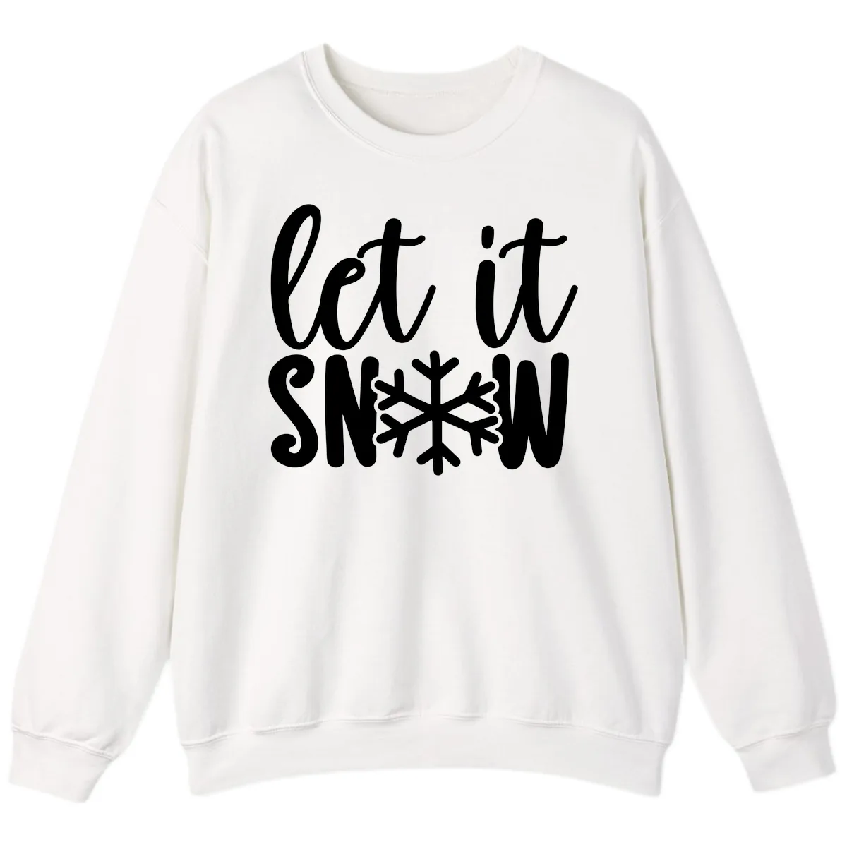 Let It Snow Snowflake Graphic Sweatshirt in White