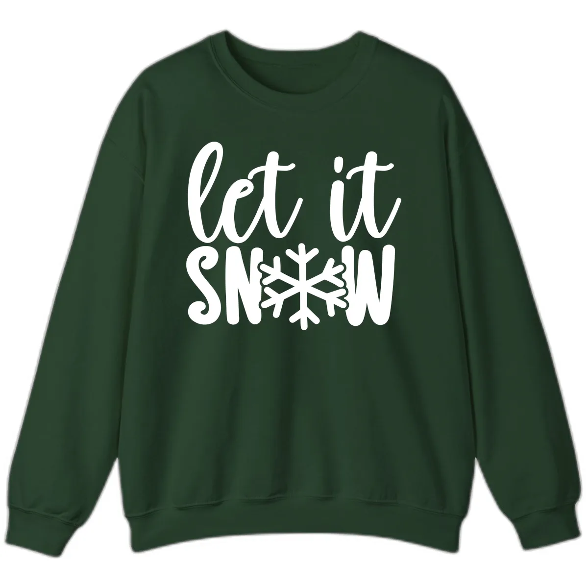 Let It Snow Snowflake Graphic Sweatshirt in Forest Green