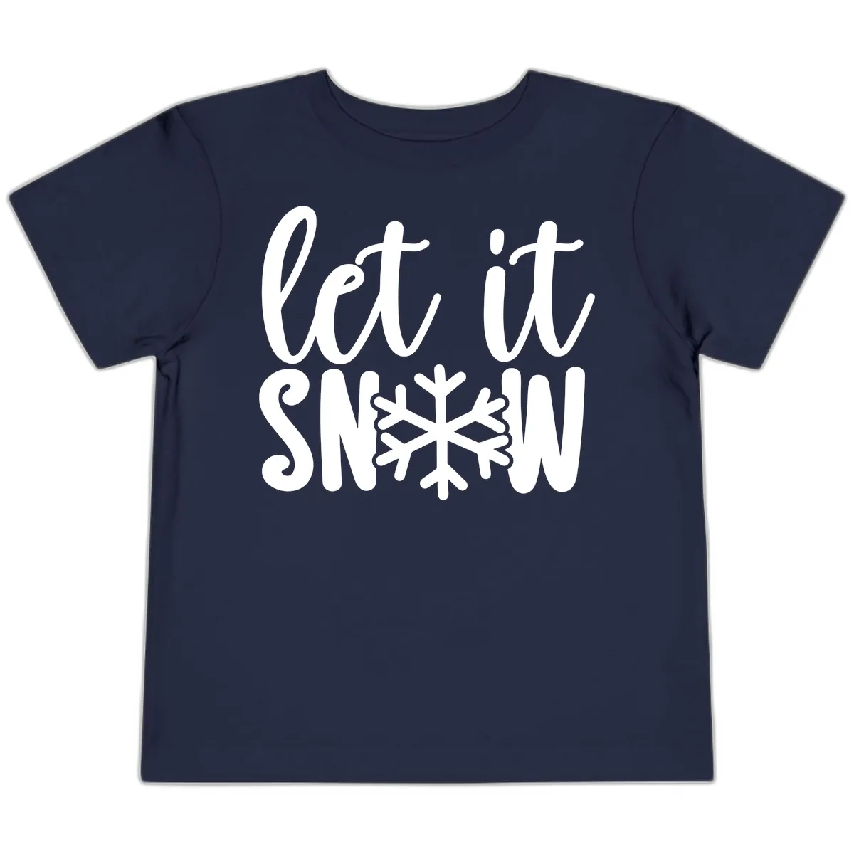 Let It Snow Snowflake Graphic Toddler T-Shirt in Navy