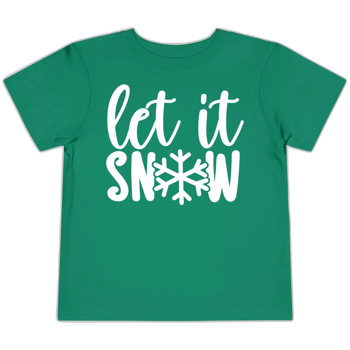 Let It Snow Snowflake Graphic Toddler T-Shirt in Kelly