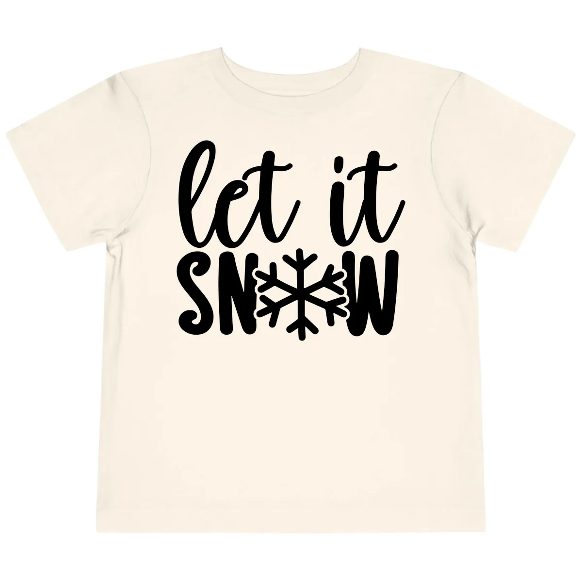 Let It Snow Snowflake Graphic Toddler T-Shirt in Natural