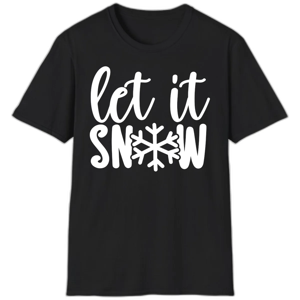Let It Snow Snowflake Graphic T-Shirt in Black