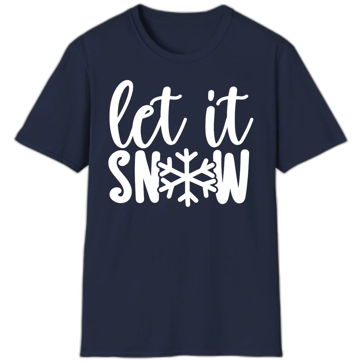 Let It Snow Snowflake Graphic T-Shirt in Navy