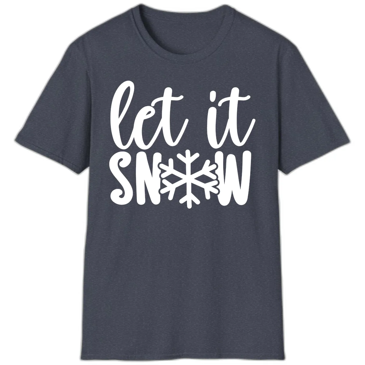 Let It Snow Snowflake Graphic T-Shirt in Heather Navy