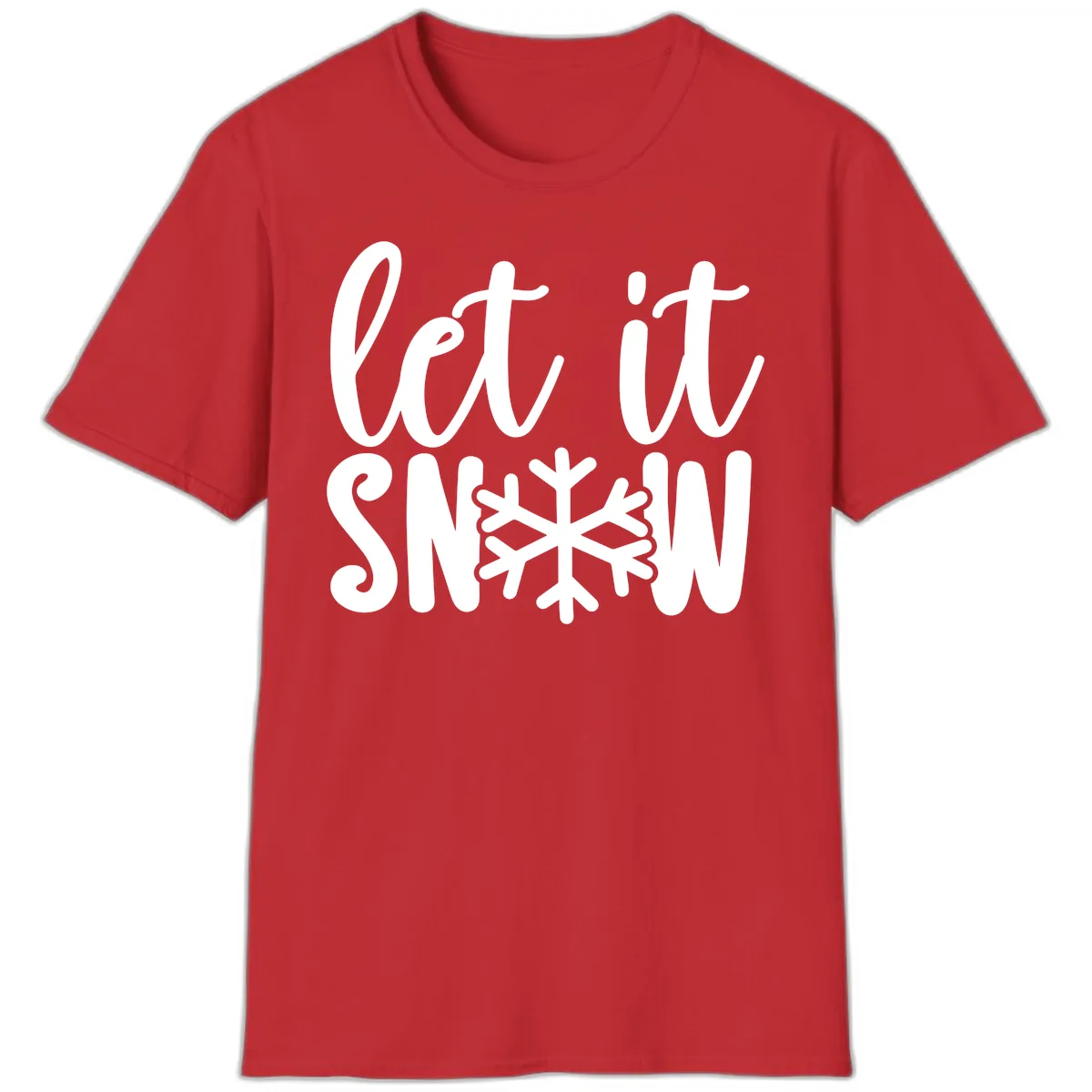 Let It Snow Snowflake Graphic T-Shirt in Red