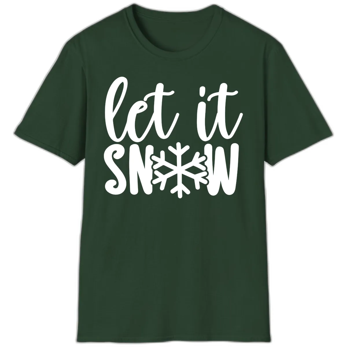 Let It Snow Snowflake Graphic T-Shirt in Forest Green