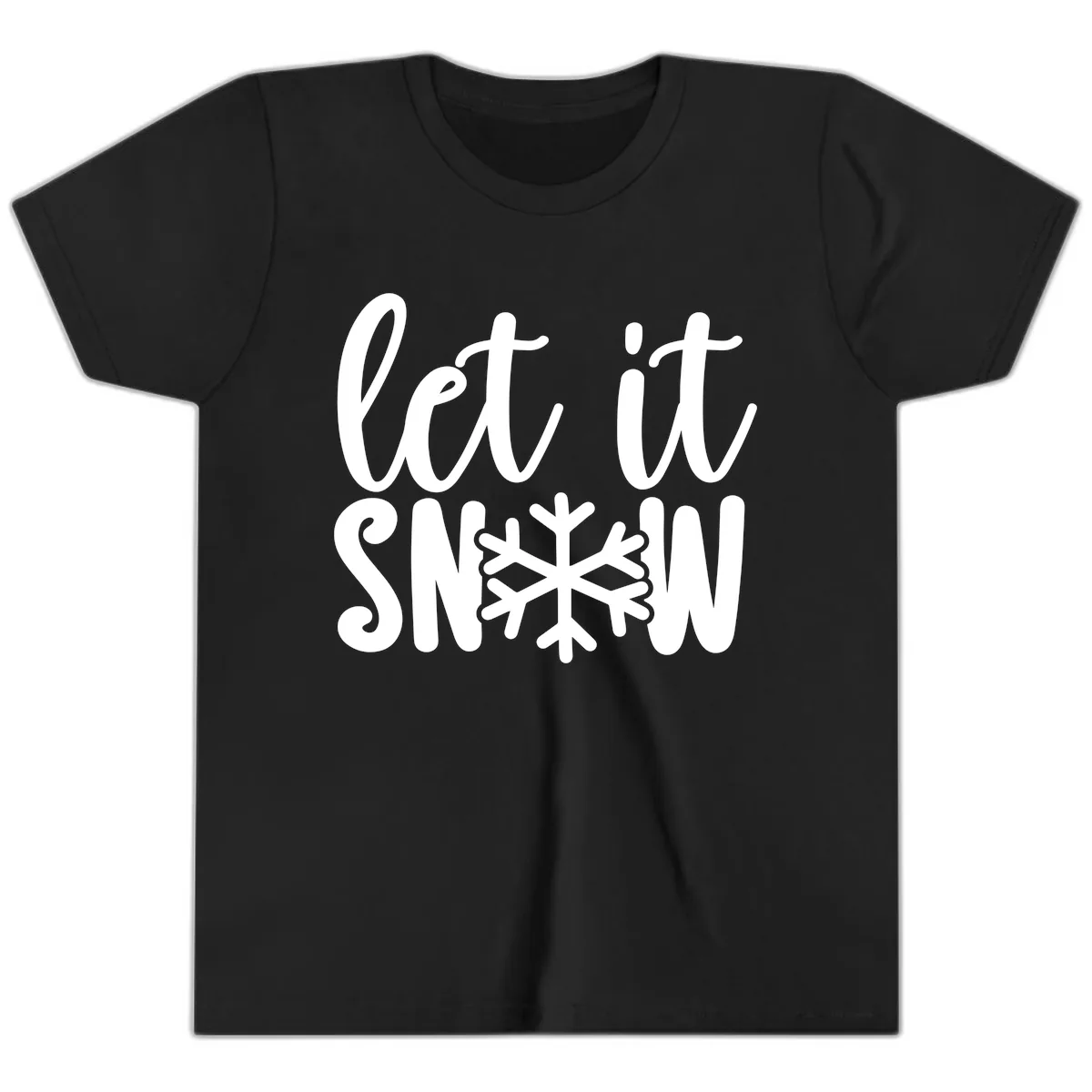 Let It Snow Snowflake Graphic Youth T-Shirt in Black