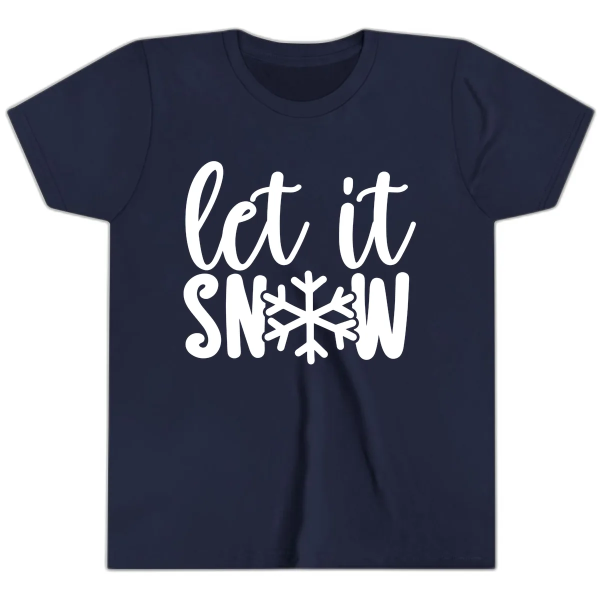 Let It Snow Snowflake Graphic Youth T-Shirt in Navy