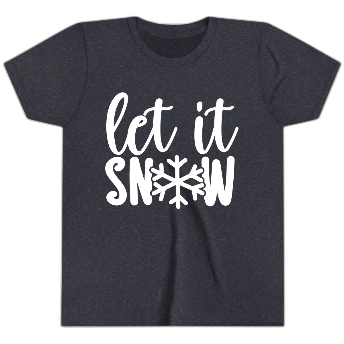 Let It Snow Snowflake Graphic Youth T-Shirt in Heather Navy