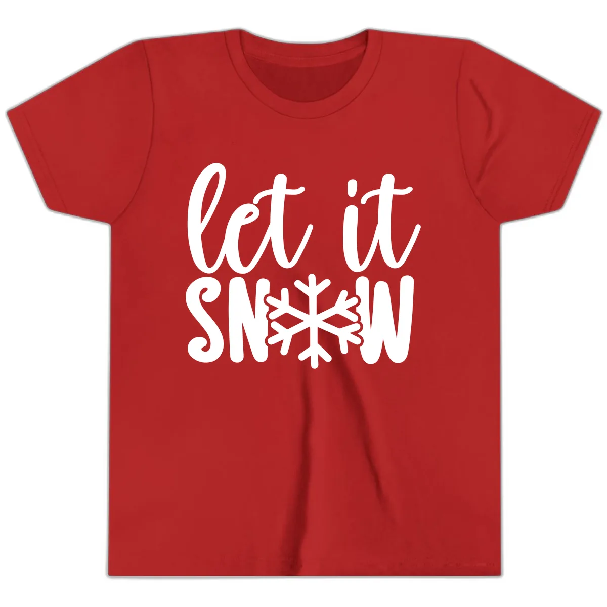 Let It Snow Snowflake Graphic Youth T-Shirt in Red