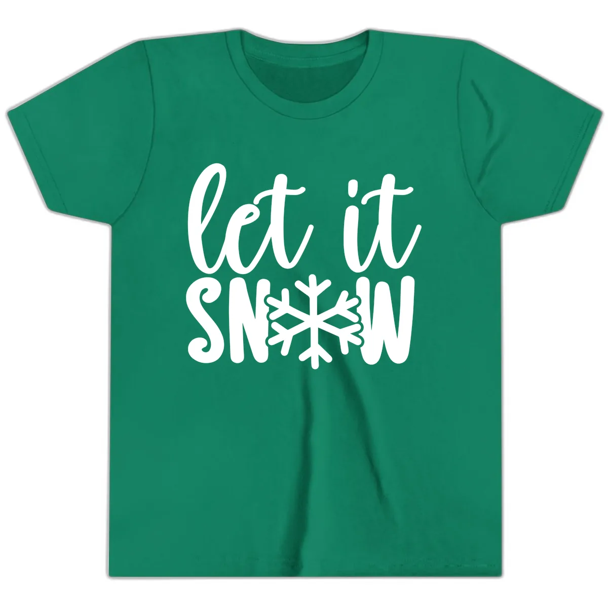 Let It Snow Snowflake Graphic Youth T-Shirt in Kelly