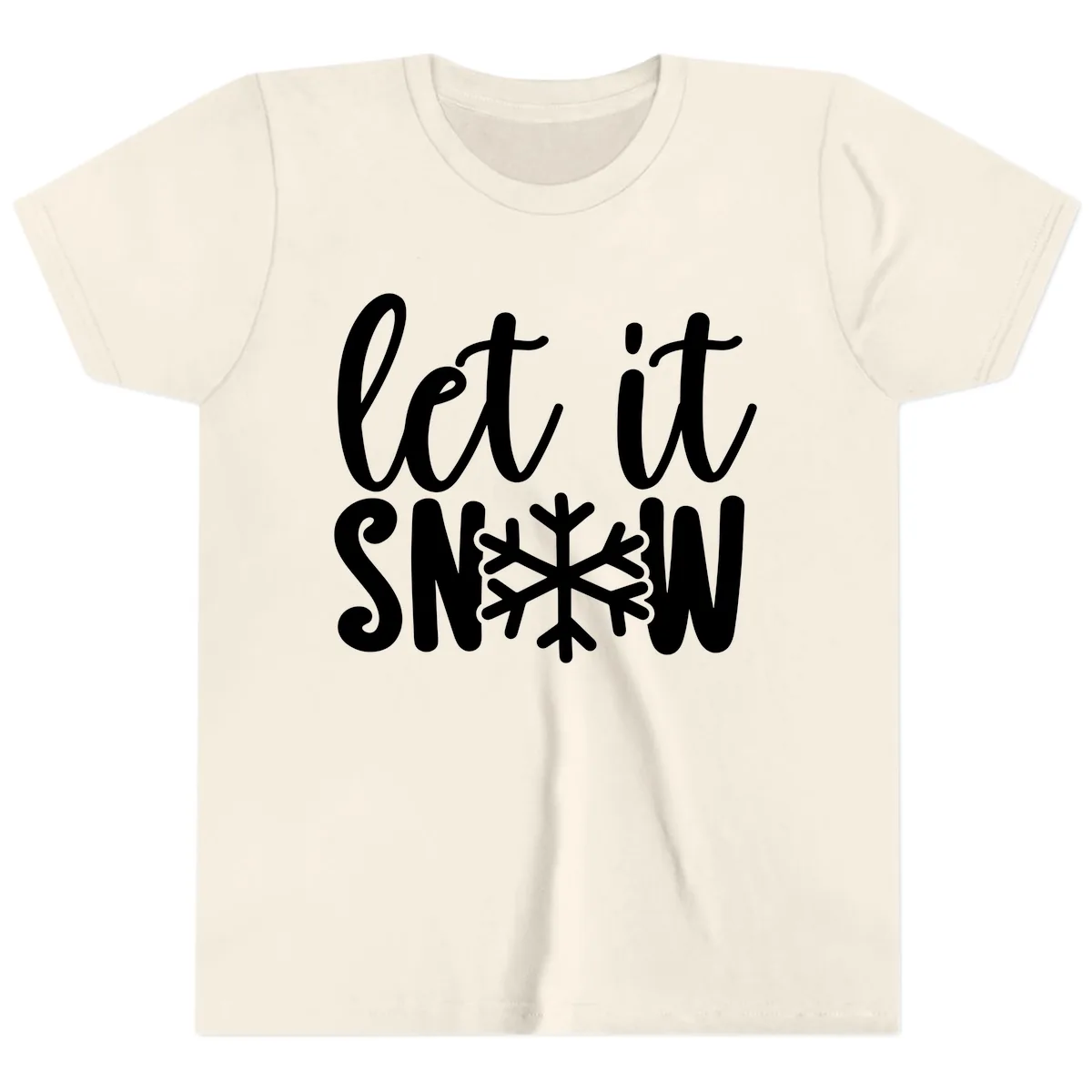 Let It Snow Snowflake Graphic Youth T-Shirt in Natural