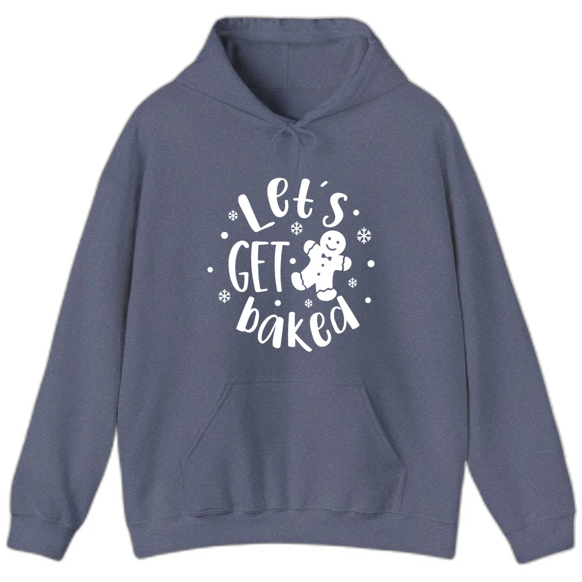 Let's Get Baked Gingerbread Man Hoodie in Heather Navy