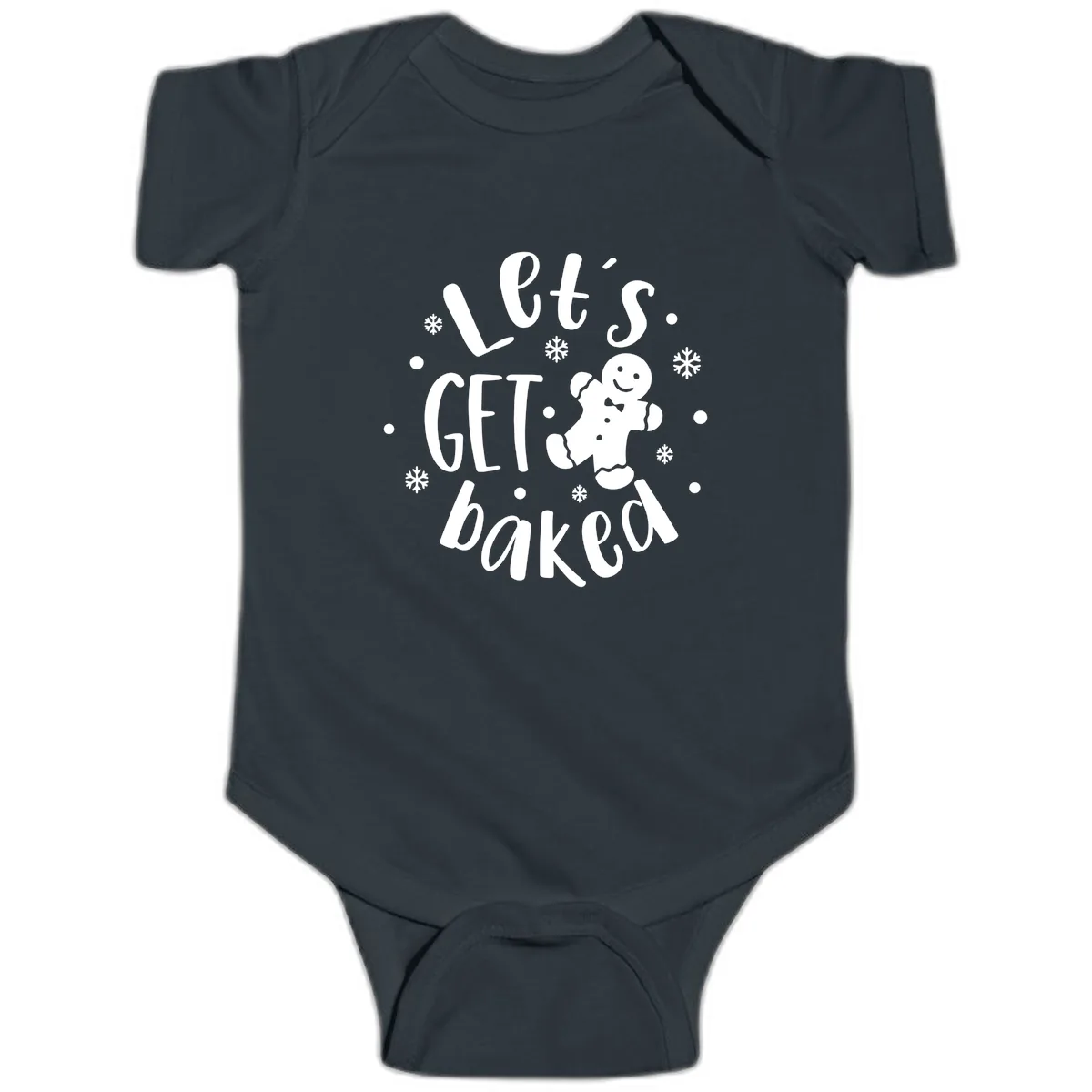 Let's Get Baked Gingerbread Man Baby Onesie in Black