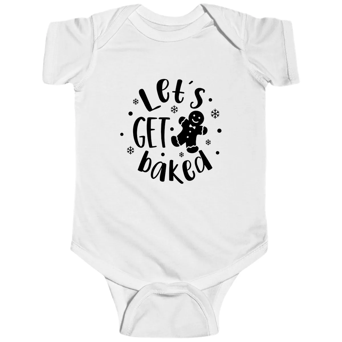 Let's Get Baked Gingerbread Man Baby Onesie in White
