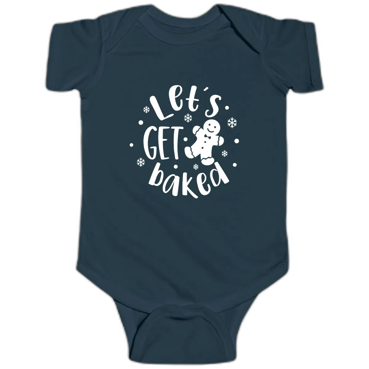 Let's Get Baked Gingerbread Man Baby Onesie in Navy