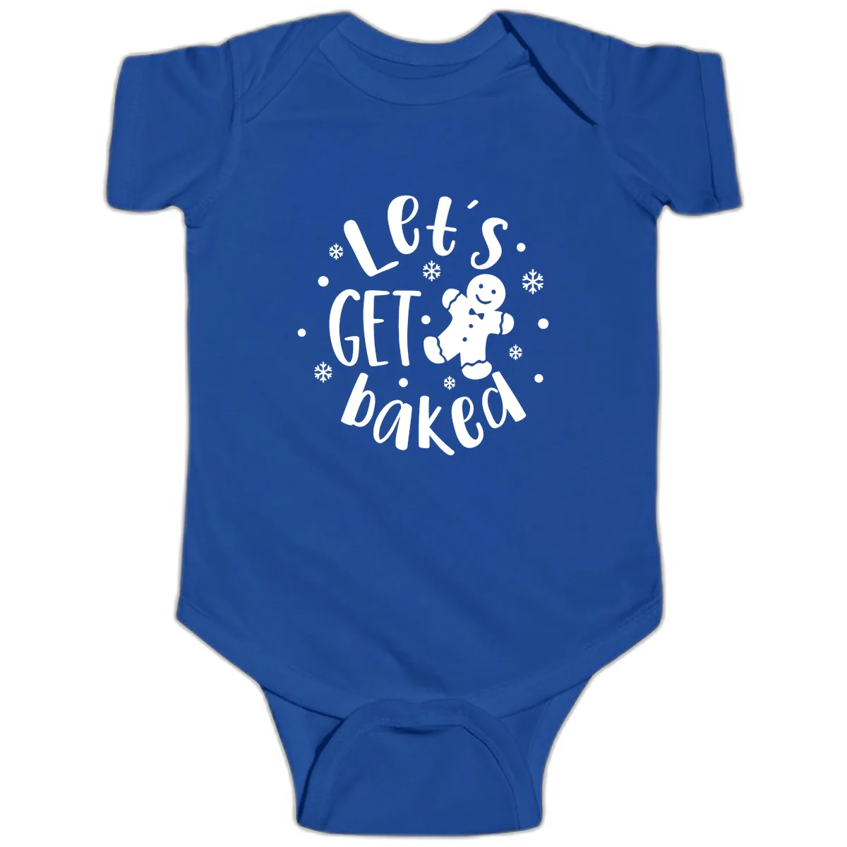 Let's Get Baked Gingerbread Man Baby Onesie in Royal