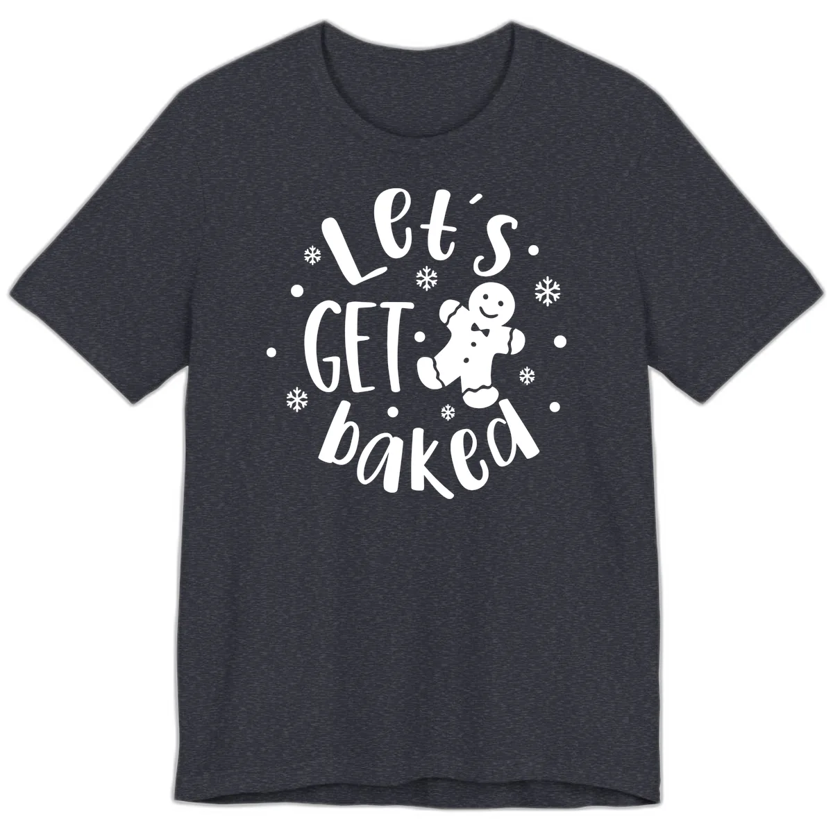 Let's Get Baked Gingerbread Man Premium T-Shirt in Heather Navy