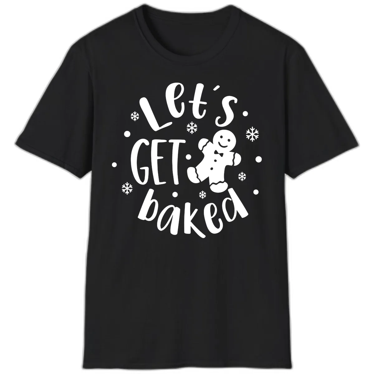 Let's Get Baked Gingerbread Man T-Shirt in Black