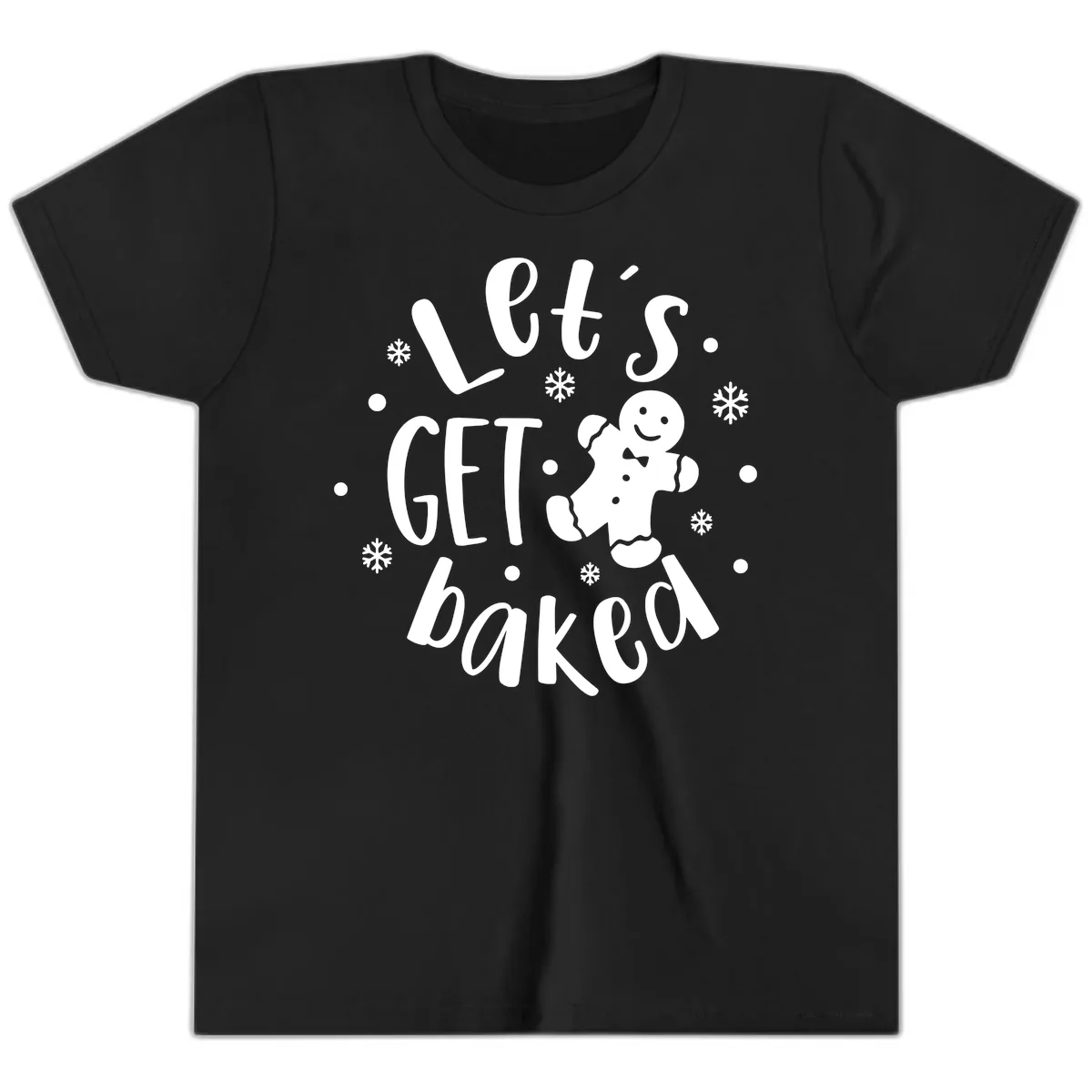 Let's Get Baked Gingerbread Man Youth T-Shirt in Black