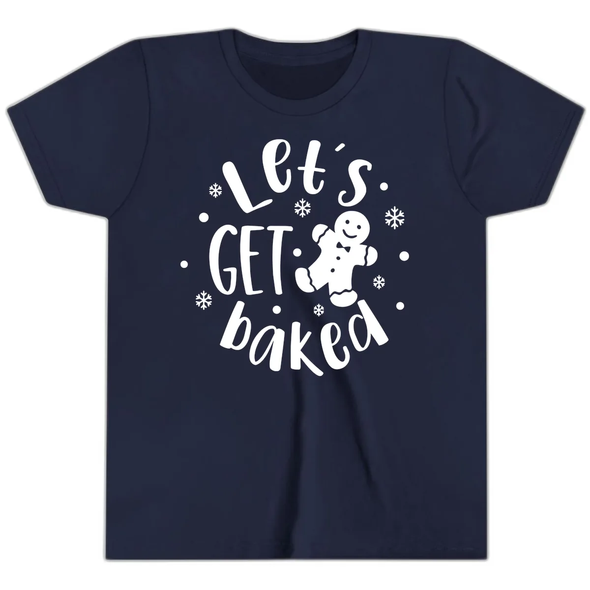 Let's Get Baked Gingerbread Man Youth T-Shirt in Navy