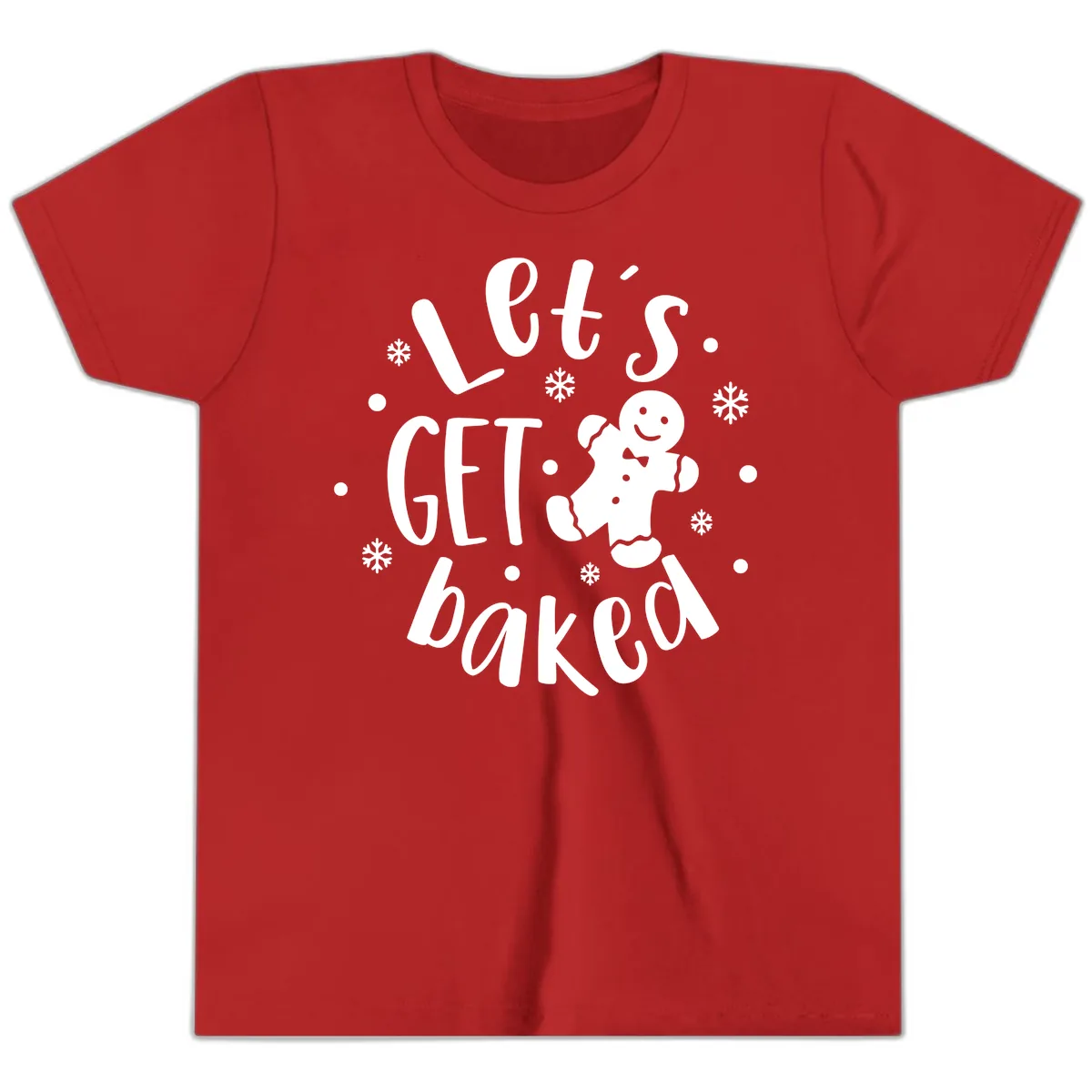 Let's Get Baked Gingerbread Man Youth T-Shirt in Red