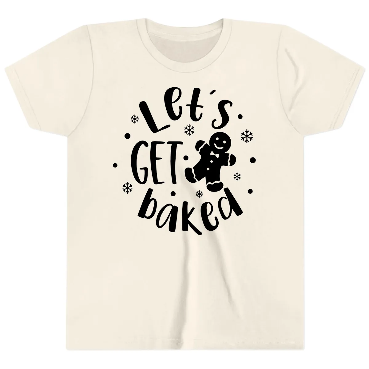 Let's Get Baked Gingerbread Man Youth T-Shirt in Natural