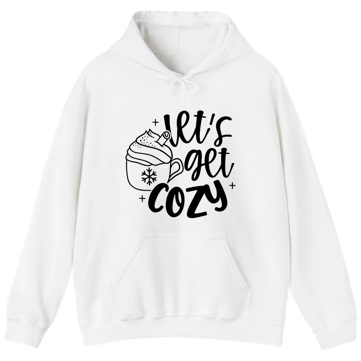 Let's Get Cozy Holiday Design Hoodie in White