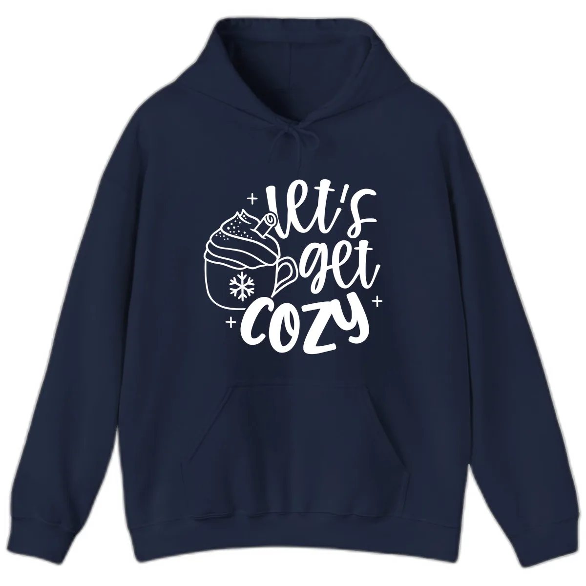 Let's Get Cozy Holiday Design Hoodie in Navy