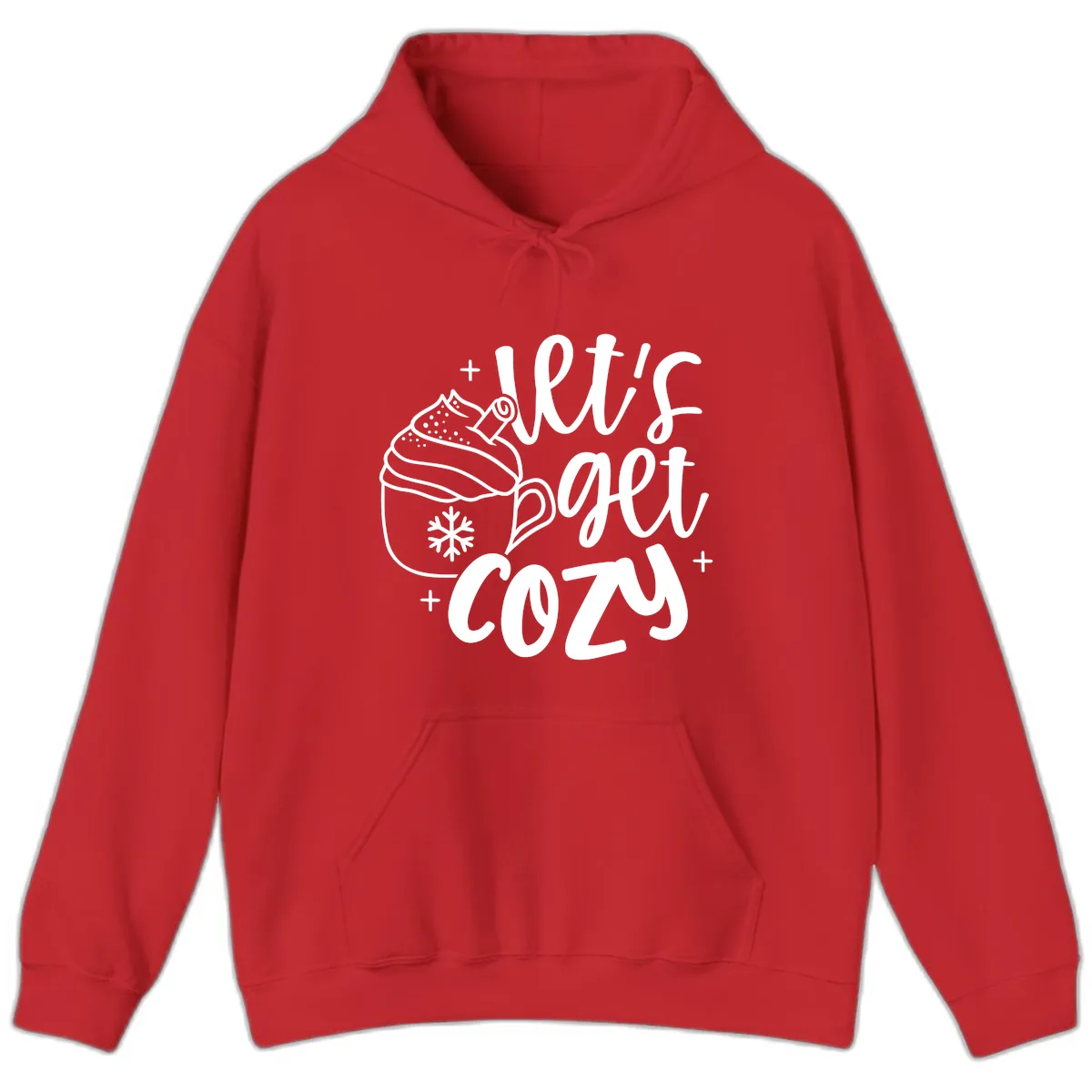 Let's Get Cozy Holiday Design Hoodie in Red