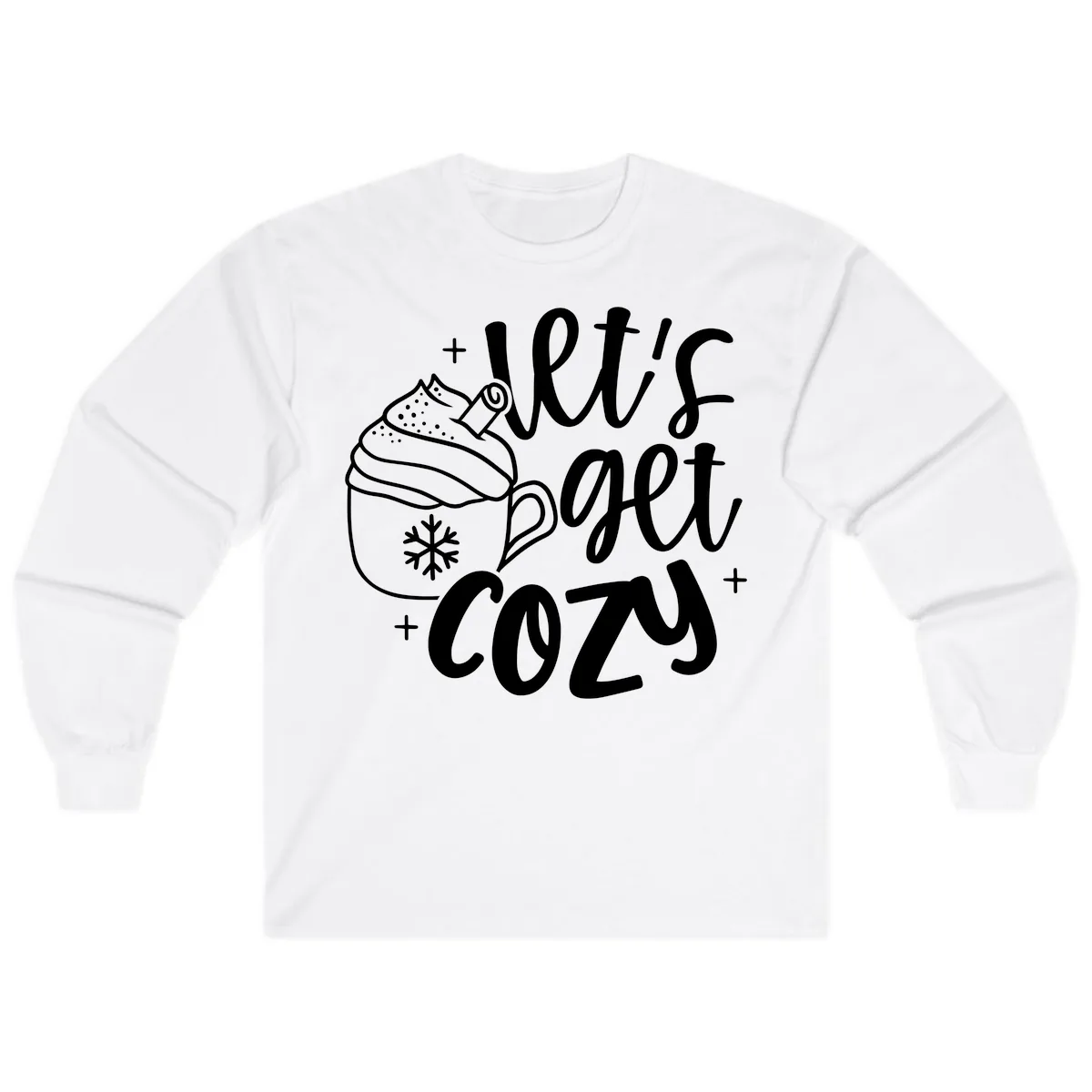 Let's Get Cozy Holiday Design Long Sleeve in White