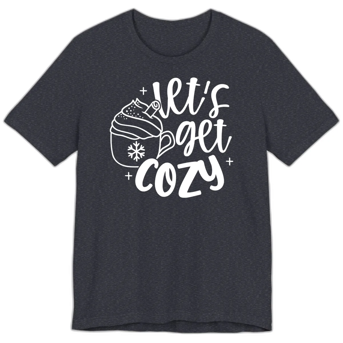 Let's Get Cozy Holiday Design Premium T-Shirt in Heather Navy