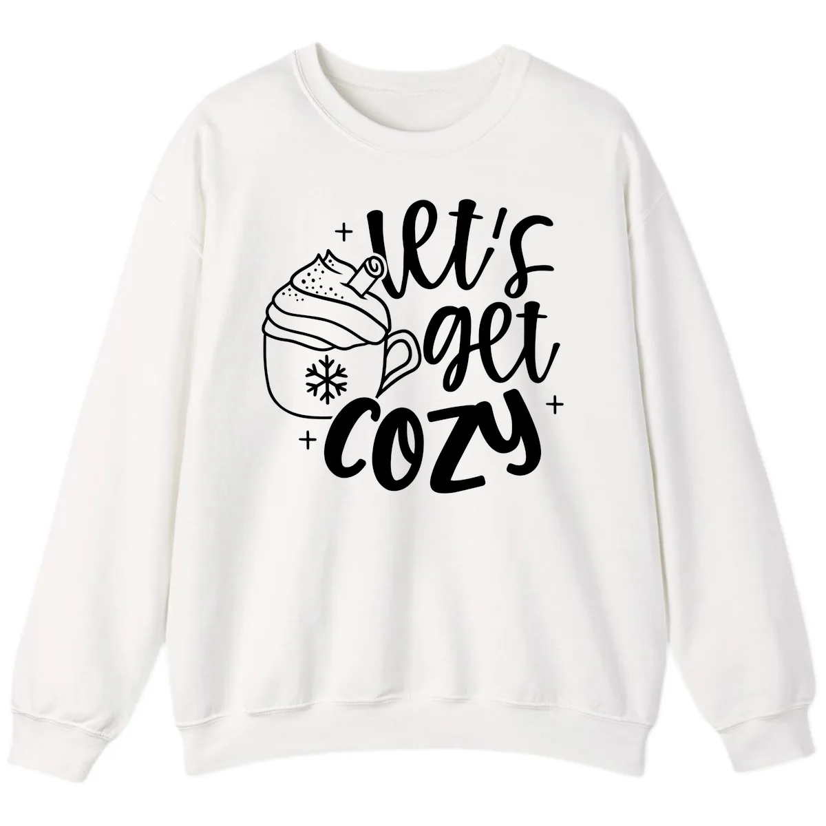 Let's Get Cozy Holiday Design Sweatshirt in White