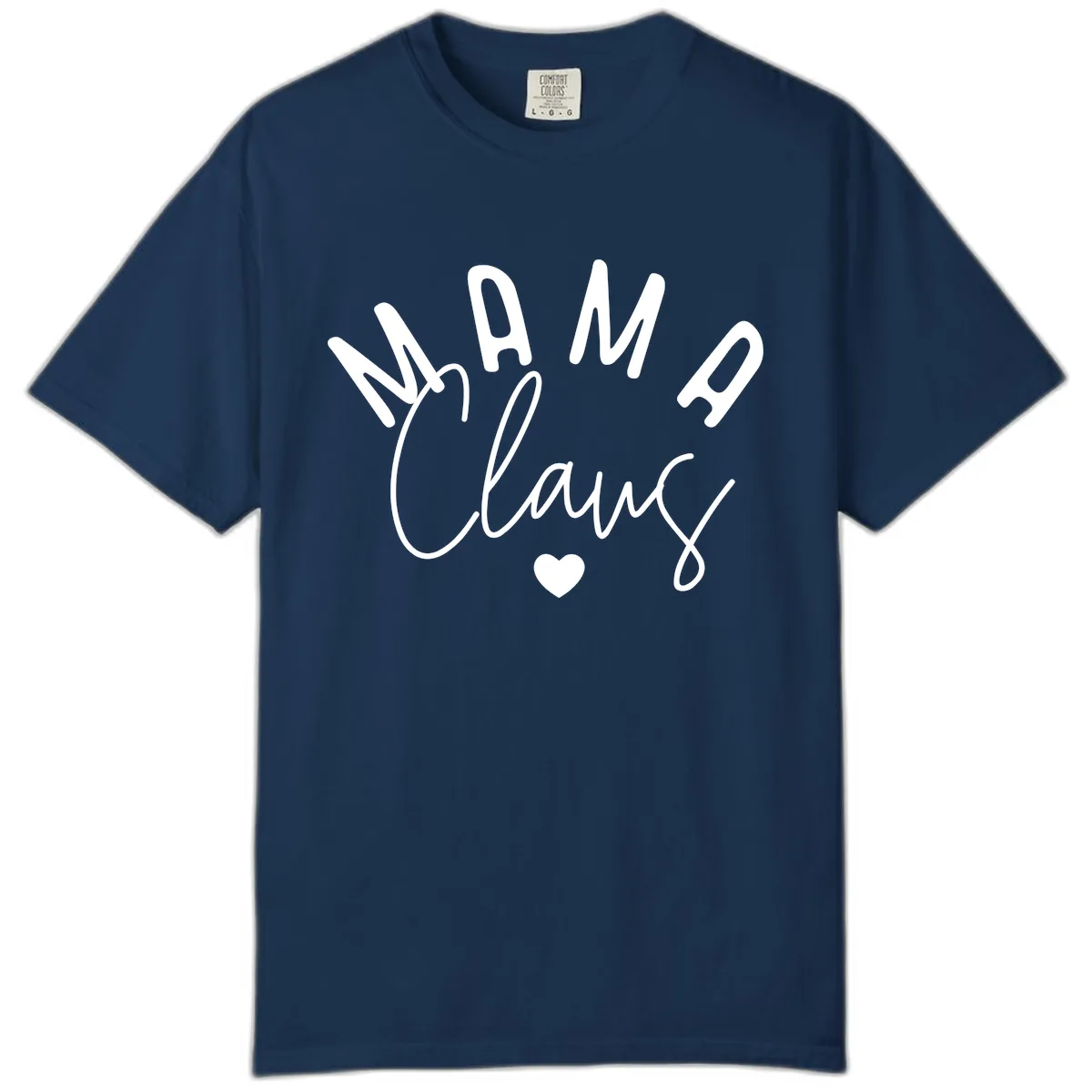 Mama Claus Christmas Heart Comfort Color in Navy