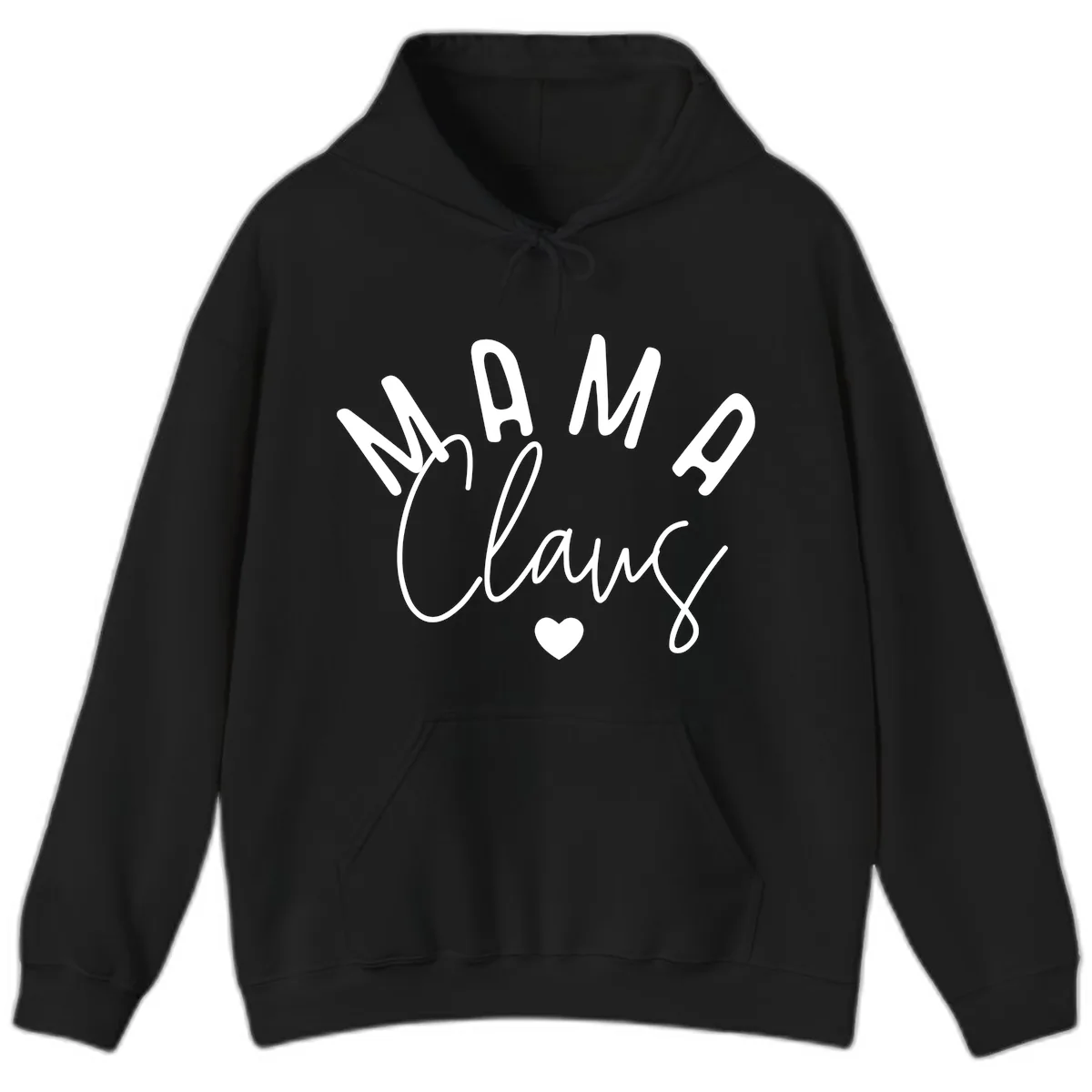Mama Claus Christmas Heart Hoodie in Black