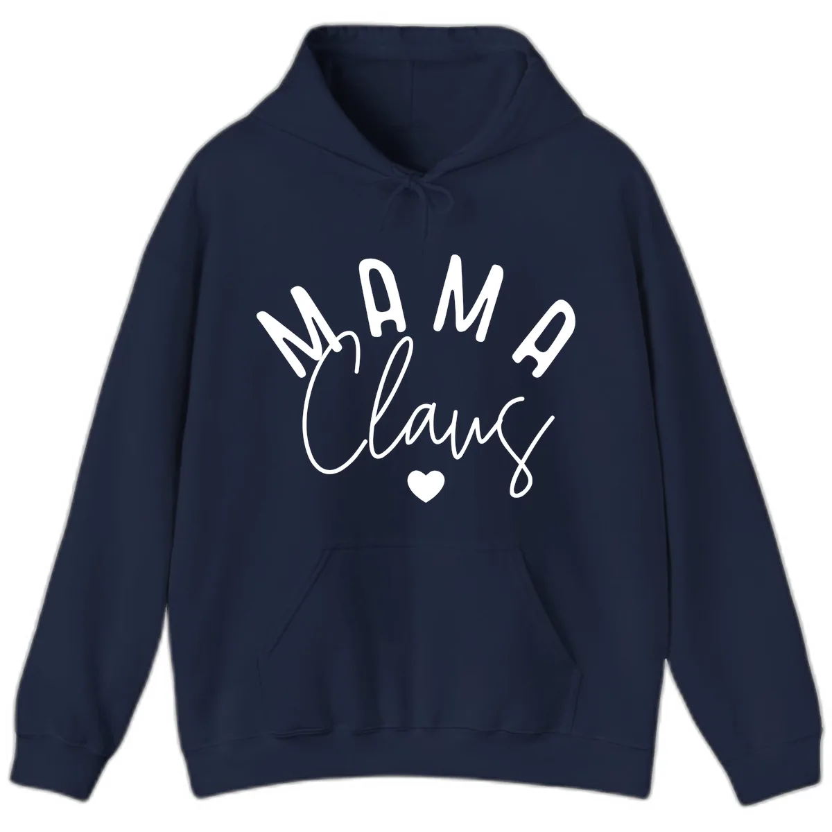 Mama Claus Christmas Heart Hoodie in Navy