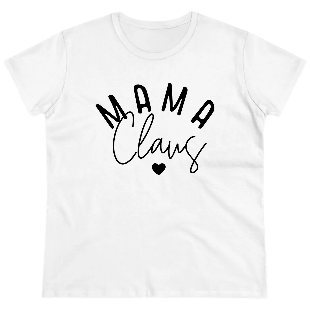 Mama Claus Christmas Heart Ladies Tee in White
