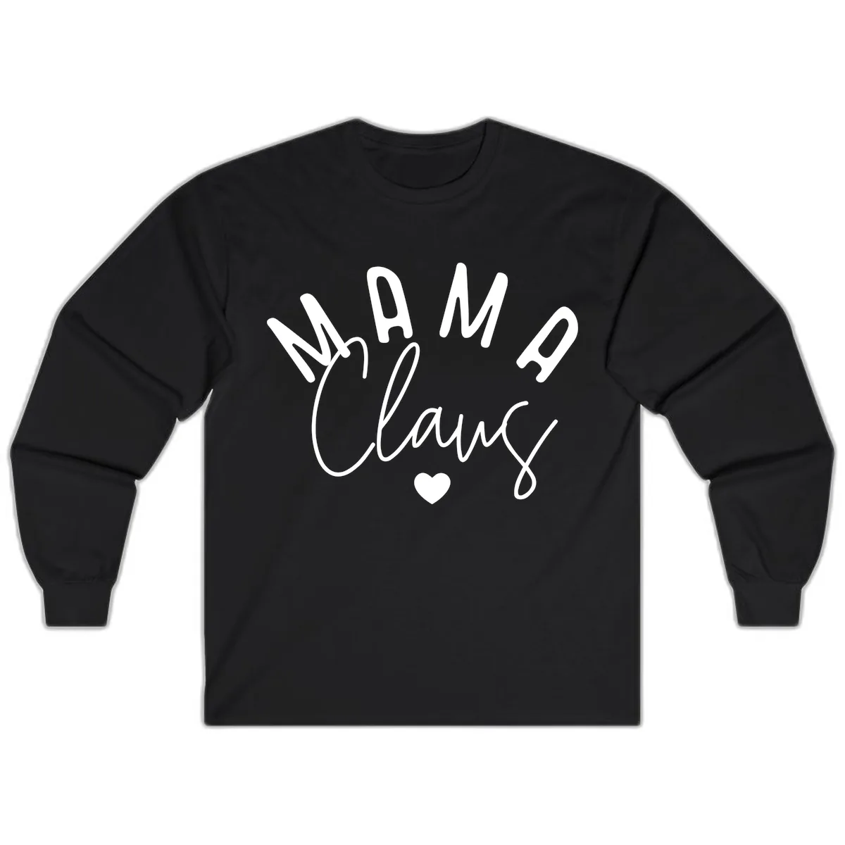 Mama Claus Christmas Heart Long Sleeve in Black