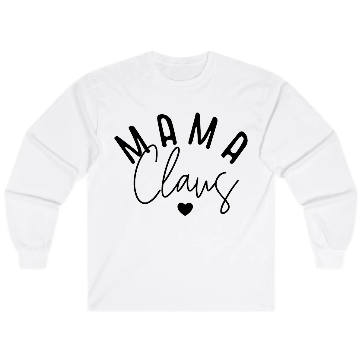 Mama Claus Christmas Heart Long Sleeve in White