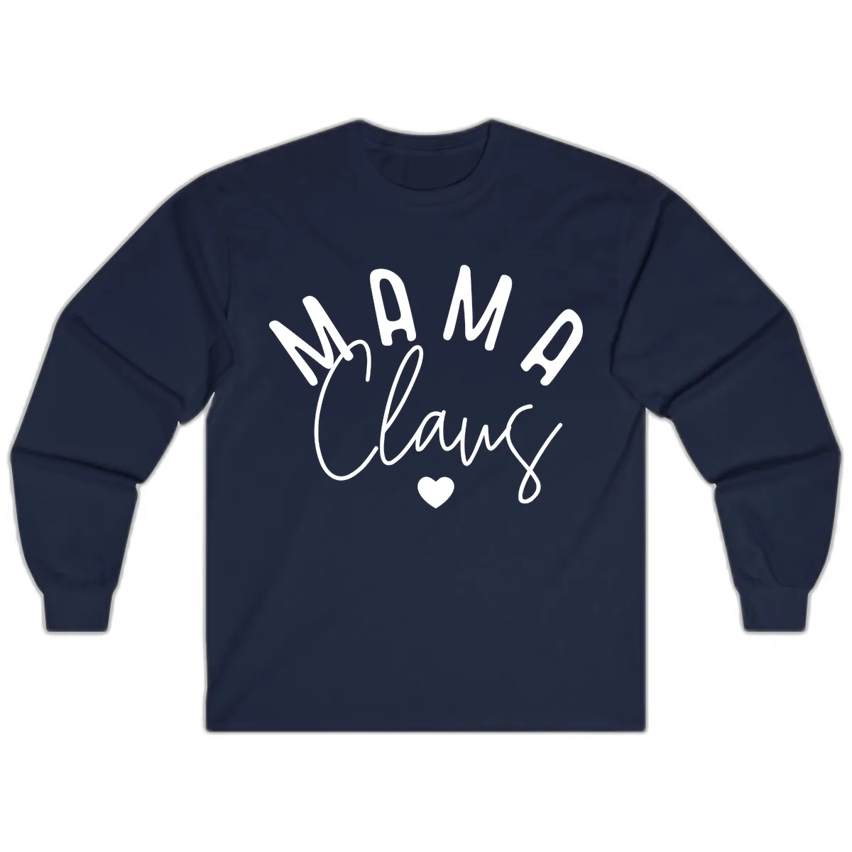 Mama Claus Christmas Heart Long Sleeve in Navy