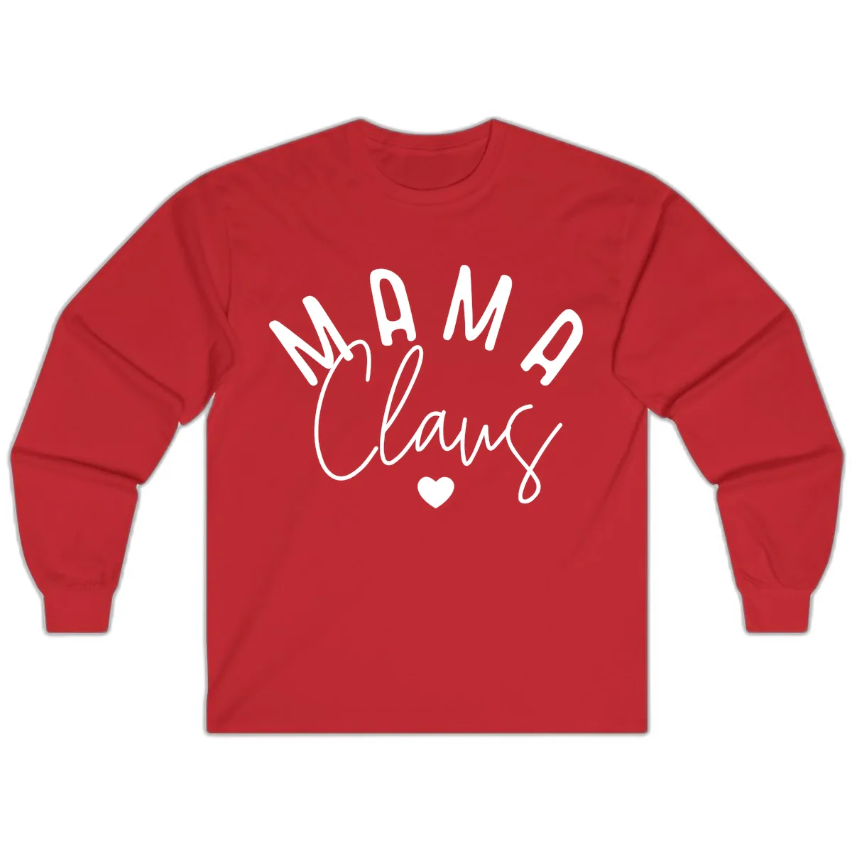 Mama Claus Christmas Heart Long Sleeve in Red