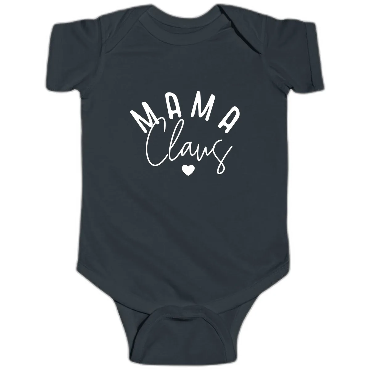 Mama Claus Christmas Heart Baby Onesie in Black