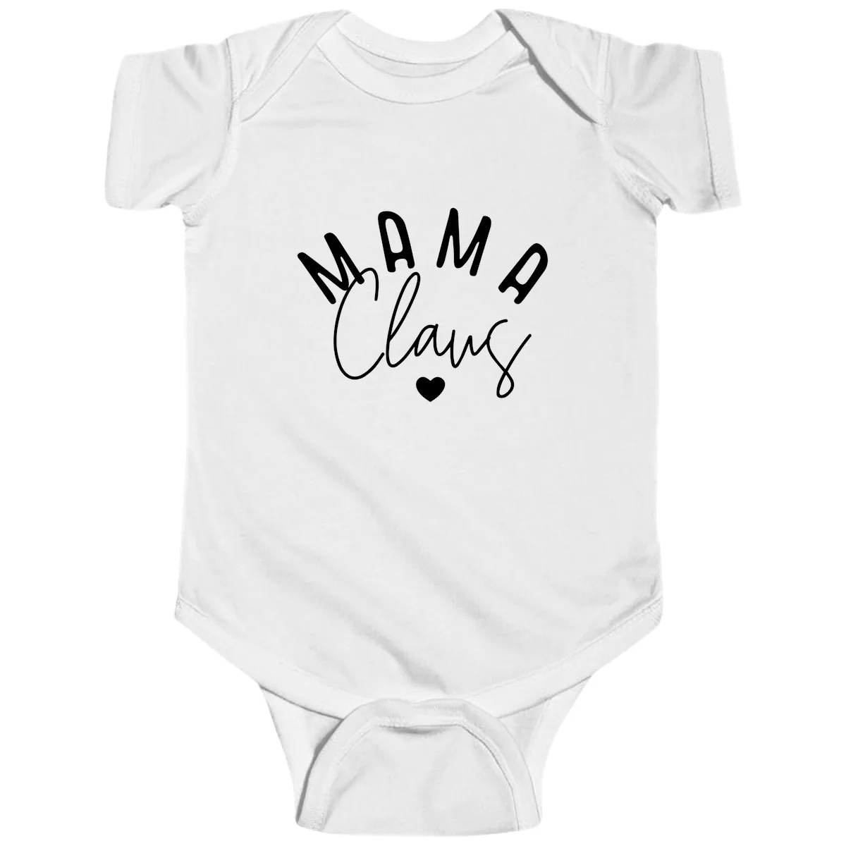 Mama Claus Christmas Heart Baby Onesie in White