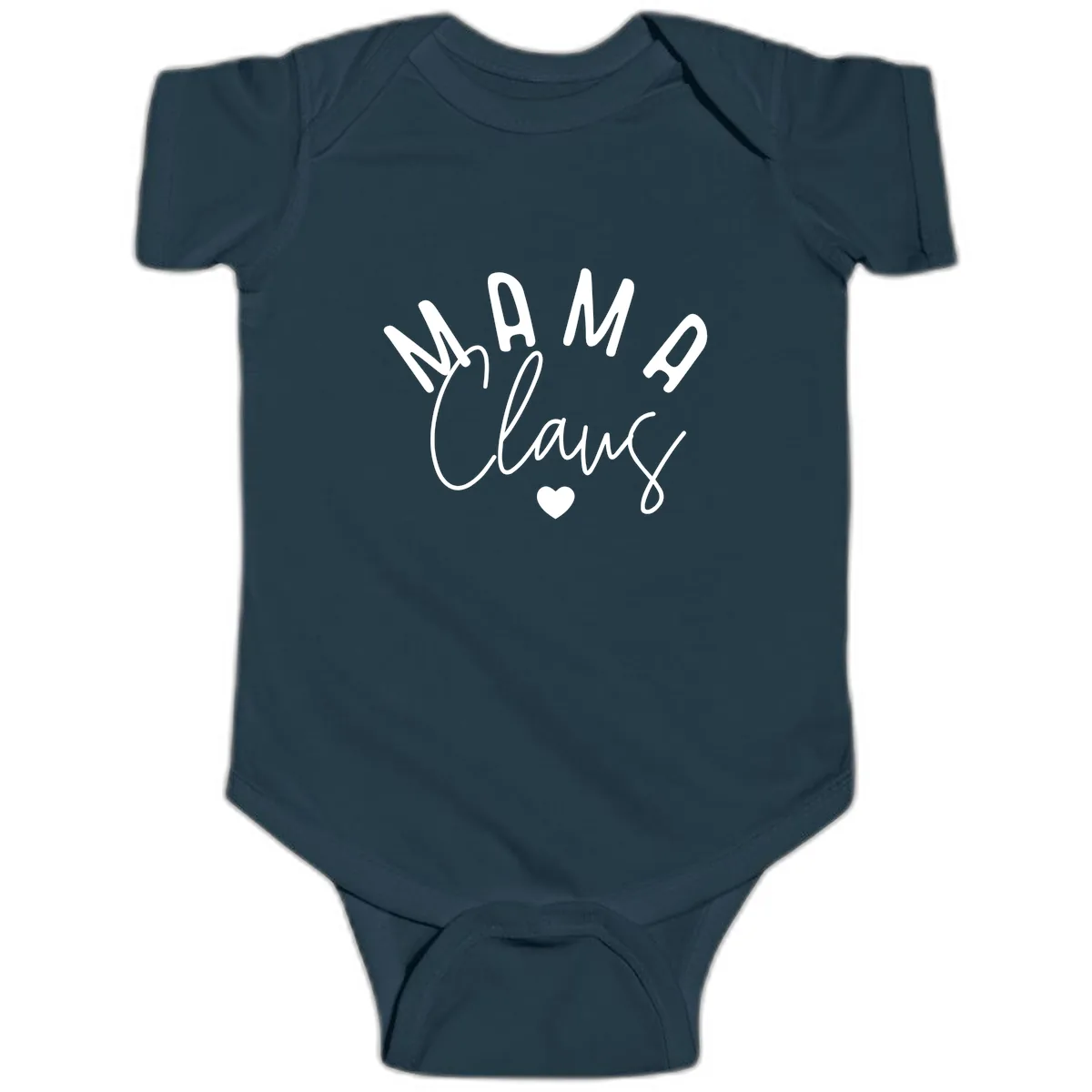 Mama Claus Christmas Heart Baby Onesie in Navy